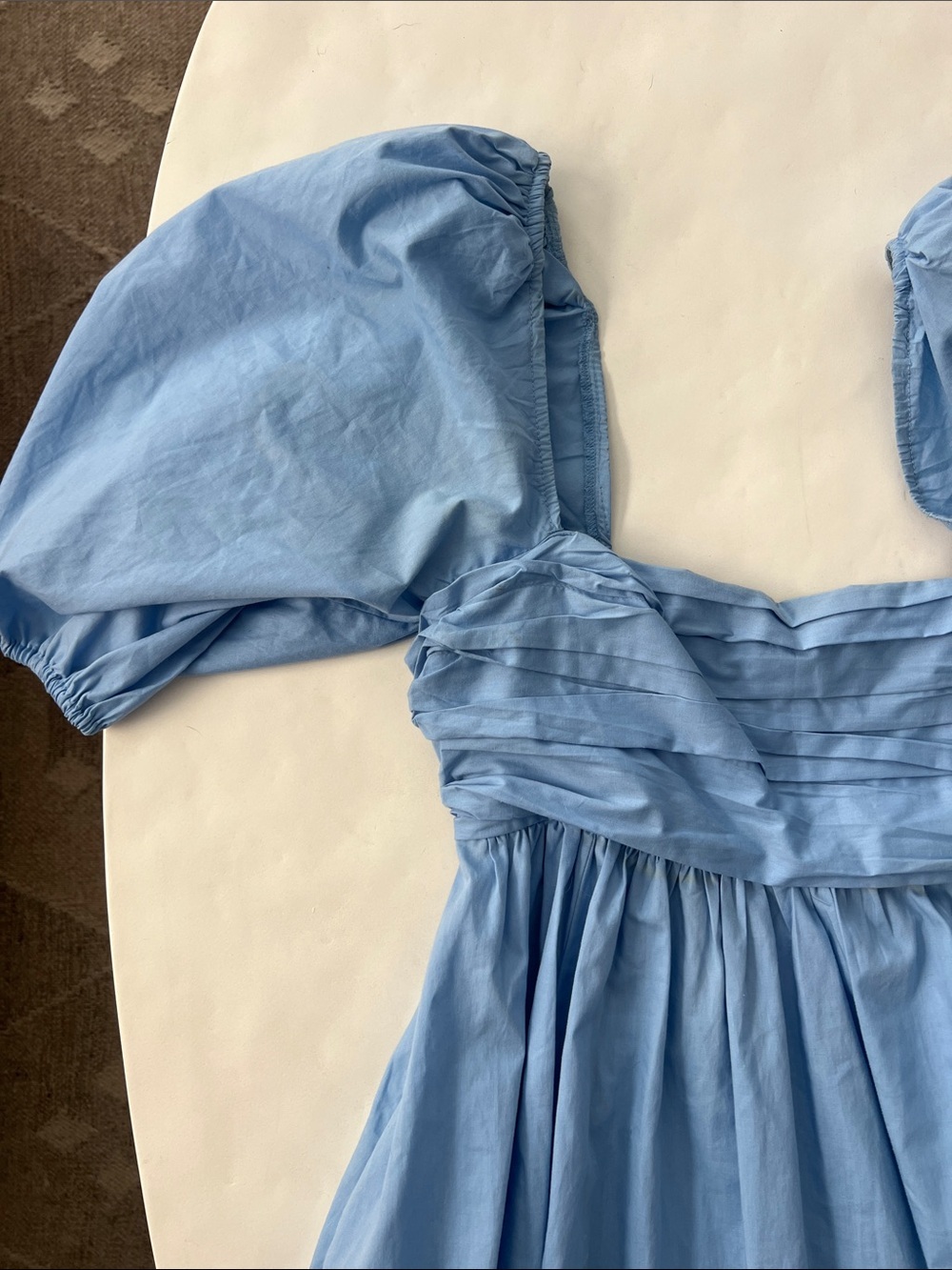 Abercrombie and Fitch Emerson Poplin Puff Sleeve Mini Dress in Powder Blue Small - Picture 5 of 9